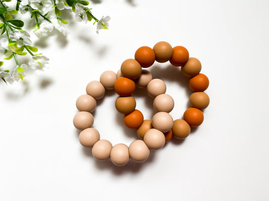 Tan/Golden Shell Double Teething Ring